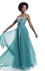 Applique Crystal Lace Beaded Illusion Crystals Chiffon/Taffeta/Tulle Prom Dress 