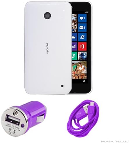 Nokia Lumia 635 - Car Charger Adapter + USB Data Cable (2pc Combo Bundle Kit) - Purple