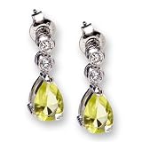 Green CZ Silver Drop Earrings