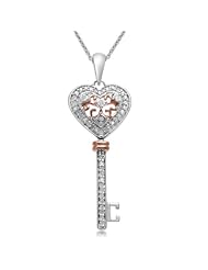 18k Rose Gold Plated Sterling Silver Key Pendant Necklace (1/6 cttw, I-J Color, I3 Clarity), 18"