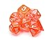 7 Die Polyhedral Dice Set - Translucent Orange with Velvet Pouch By Wiz Dice