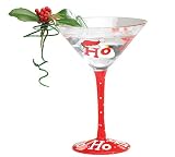 Set Of 4 Hand Blown Christmas/Holiday Martini Glasses Festive Barware