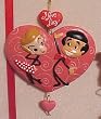 Lucy and Ricky Stick Figures on Heart Ornament