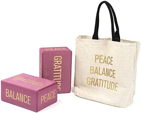 Affirmations Yoga Blocks (Set of 2, ROSE), Eco-Friendly High-Density Foam - 4" X 6" X 9"