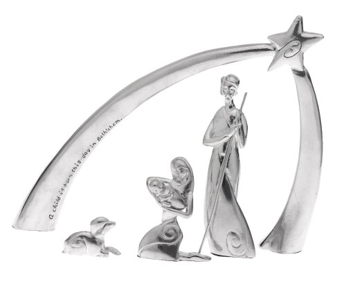 Serenity Holy Family Nativity with Arch, Set of 5, Pewter