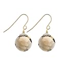 Gold-Over-Silver Round Cushion Earrings - Smokey Quartz