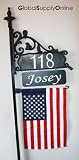 Boardwalk Reflective Address Sign on 48 Post with American Flag exclusively by Address America