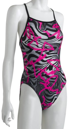Speedo Women's Race Xtra Life Lycra Graffiti Jungle Overall Print Axcel Back One Piece Swimsuit