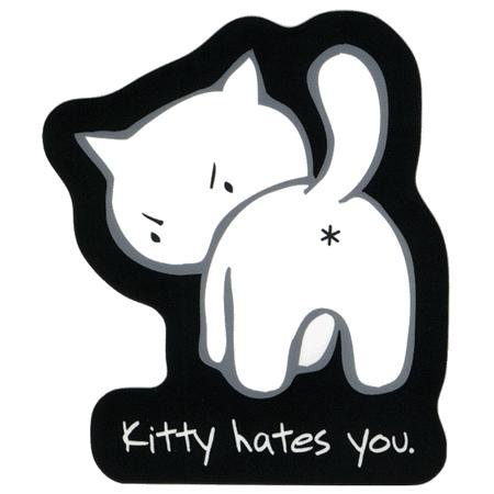 Bad Kitty Sticker #1 Kitty hates you Asshole Kitty Sticker-Discontinued/Retired Art Sticker Supplies Very Limited