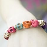 SODIAL(TM) Howlite Turquoise Skull Beads Buddhist Prayer Bracelet Mala