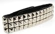 3 Rows of Pryamid Shaped Studs Leather Wrist Band Bracelet.