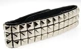 3 Rows of Pryamid Shaped Studs Leather Wrist Band Bracelet.