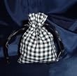 3x4 Cotton Gingham Wedding Favor Gift Bags/Pouches - Black (10 Bags)
