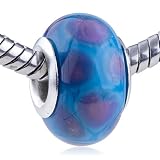 Pandora Chamilia Trollbeads Compatible Pandora Style Charm Bead Murano Glass Bead, 5mm Bead Core Design Fits Most Bracelets