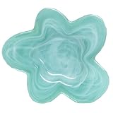 Colorful Recycled Art Glass Green Medium Amoeba Plate 13D by 