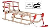 Klappschlitten Holzschlitten Rodelschlitten mit Zuggurt und Lehne Yaro