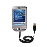 Coiled Power Hot Sync and Charge USB Data Cable w/ Tip Exchange for the HP iPaq 110 - Gomadic Brand