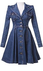 Spring Summer Winter Denim  Belted Long Sleeves  Dress With a Bow(s)
