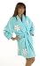 Daisy Appliqued Bathrobe, 100% Cotton Terry Cloth, Short, Turquoise, One Size