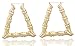 2 Pairs of Goldtone Triangle Bamboo 3.5 Inch Hoop Pincatch Earrings (E-799)