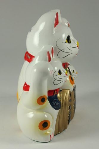 7" Feng Shui Maneki Neko Lucky Cat with Kittens Money Piggy Bank