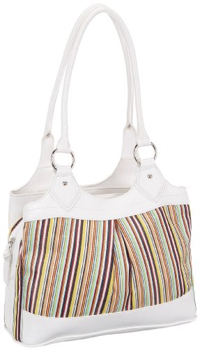 Gabor Bags Stripes 5791 12, Damen Umhängetasche, weiss, (weiß 12), 33x14x24