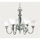 Kenroy Home 90546PNL Georgetown Six-Light Chandelier, Polished Nickel with Frosted White Globes