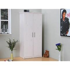 2trg Kleiderschrank massiv Kiefer Schrank weiss Neu