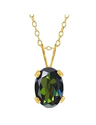 0.95 Ct Oval Shape Tourmaline Green Mystic Topaz Gold Plated Silver Pendant