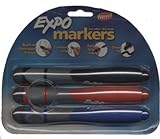 Sanford Expo Markers 3 pack Assorted Colors with Chisel Tip , Built -in Precision Eraser (Pack of 2)