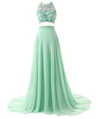Beaded Backless Chiffon Prom Dress 