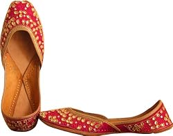 Beaded & Sequin Indian Khussa Belly Dance Shoes for Women Handcrafted Casual Footwear Available in Various Sizes