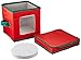 Household Essentials 530RED Holiday China Storage Chest with Lid and Handles | Storage Bin for Small Saucer Plates | Red Canvas with Green Trim