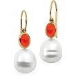 14K Yellow Gold Paspaley South Sea Cultured Pearl and Carnelian Earrings - 12.00mm