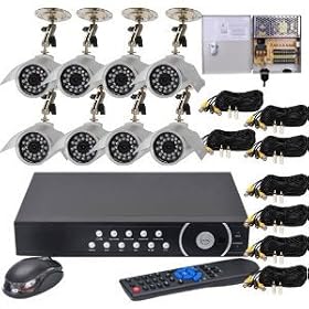 VideoSecu 9 CH Security Recording DVR System with 9 Indoor/Outdoor Night Vision Color Video Infrared Bullet Surveillance Cameras Power Supply Video Cable and Free Warning Sticker W64