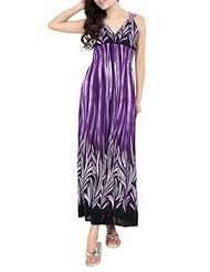 NY Deal Womens Lace On the Back V-Neck Dress, Purple, Medium