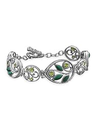 7.75" Ornate Malachite and Peridot Toggle Bracelet