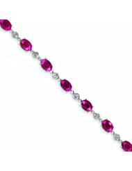 10.7 Carat 14K White Gold Diamond and Ruby Bracelet