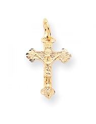 10k Yellow Gold Botonnee Diamond-Cut Cross Pendant