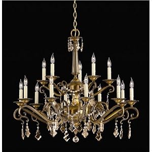 Belvedere Fifteen Light Chandelier Finish: Aged Brass, Crystal Options: Malibu by Nulco Lighting
