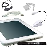 High Quality Amazon Kindle DX Silicon Kroo Skin Case Sleeve Plus 4 Inch Determination Hand Strap + Kindle DX Car Charger, Home Wall Charger + USB Data Cable + UltraFlex E-Reader Book Light
