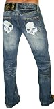 CHRISTIAN AUDIGIER Ed Hardy SMET Mens Distressed Casual Skull Tattoo Jeans Denim Pants 32Inseam