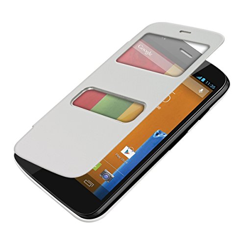 kwmobile® Practical and chic FLIP COVER case with window for Motorola Moto G in White