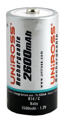 Childrens Toyshop   : UniRoss 2 x  Ni-Mh 2600 mAh C Rechargeable Batteries
