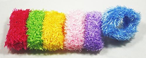 6 Pcs Assorted Color Fluffy Rainbow Hair Ties Scrunchies