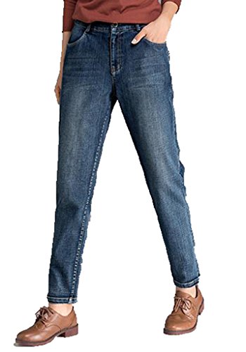 (ドチィン)DaoCheng 無地 ブルー ジーパン レディース ロング パンツ デニム パン 美脚?ジーンズ 大きいサイズ カジュアル ゆったり デニム パンツ