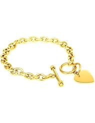 22mm 18k-Gold Plated Designer Inspired Engravable HEART CHARM .925 Sterling Silver Toggle Lock *Customize Length: 6, 7, 8"inches (8 Inches)