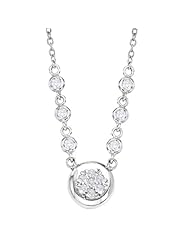 Unique 14k White gold diamonds by the yard pendant necklace