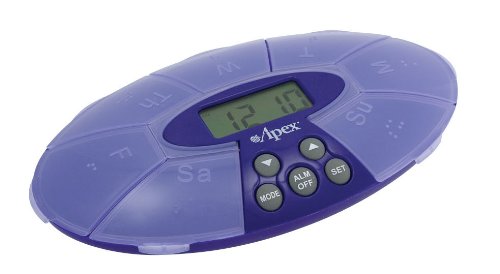 Lavender Weekly Pill Turtle XL With Reminder Clock