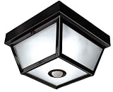 Heath Zenith SL-4305-BK Motion-Activated 5-Sided Porch Light, Black Brass with Frosted Glass